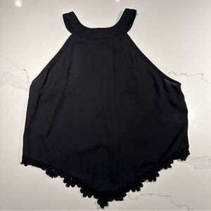 Charlotte Russe romantic y2k floral hem halter neck top with button clasp